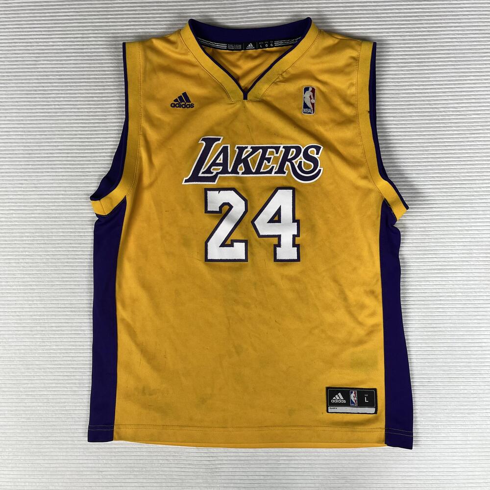 Los Angeles Lakers Jersey Boys Large Gold NBA Basketball Kobe Bryant 24 Adidas